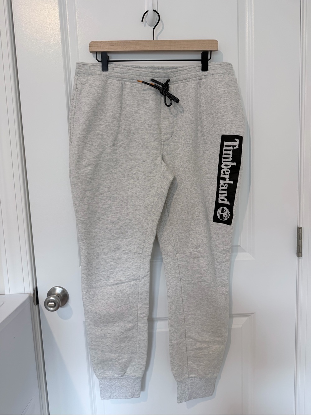 Timberland Kids Light Gray Logo Jogger Sweatpants with Black Drawstring